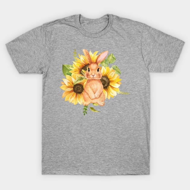 Sunflower Bunny T-Shirt by LylaLace Studio